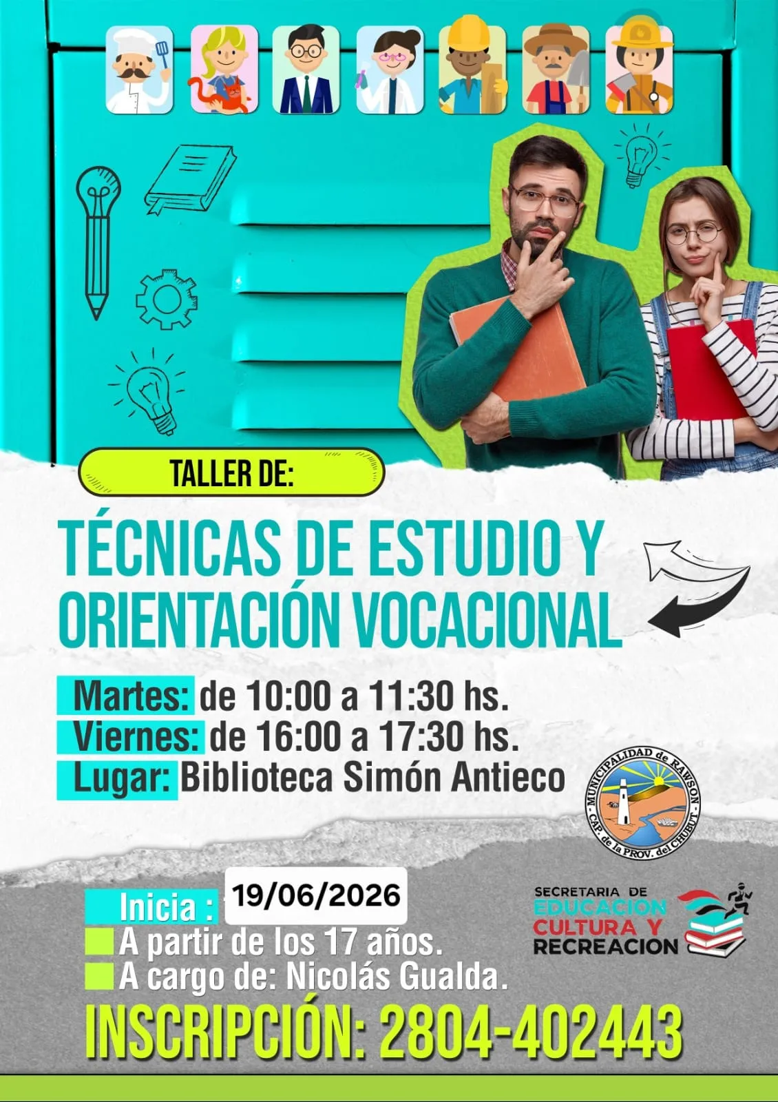 Taller de orientación vocacional en Rawson